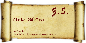 Zintz Sára névjegykártya